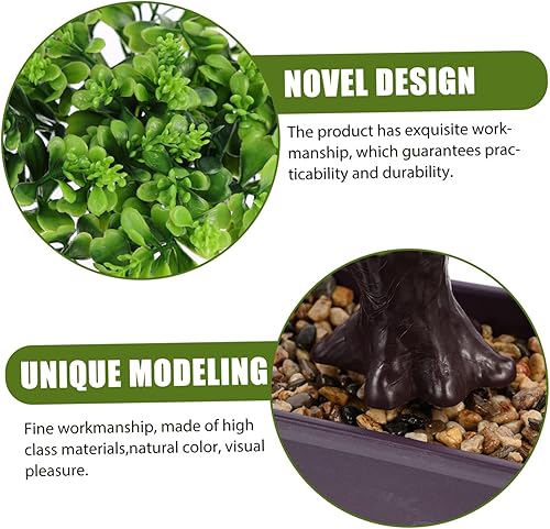 Vista 9 de TEHAUX Árbol bonsái artificial, verde, plástico, 15.17 oz