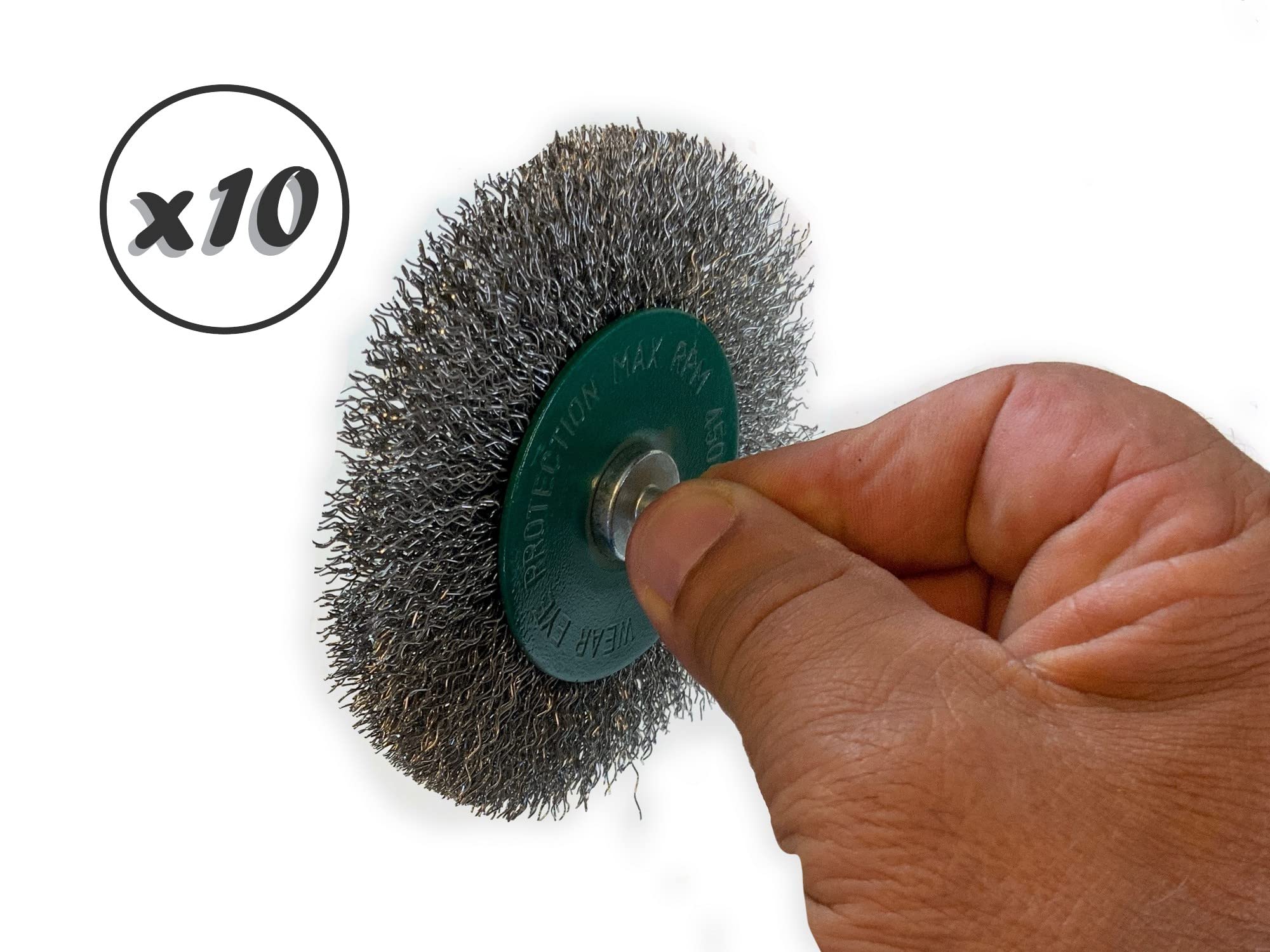 Kibros Lot 10 brosses circulaires tige Ø 100 mm inox dur 12 mm