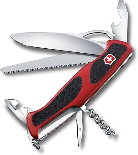 Victorinox Ranger 79 M Grip - Cuchillo suizo del ejército, 12 funciones, navaja de bolsillo de fabricación suiza con sierra de madera, hoja de