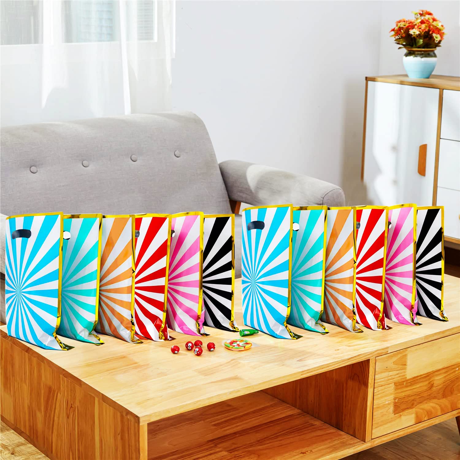 60PCS Goodie Bags, Plastic Party Favor Bags, Gift Bags For Birthday, Holiday Treats Bags, Halloween Christmas Gift Bag