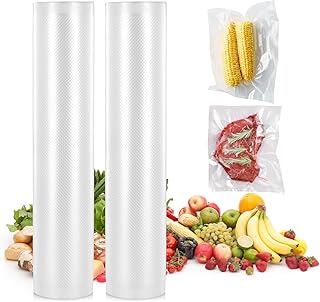 2 Pack Vacuum Food Sealer Rolls Bags, 25 x 500cm Vacuum Food Sealing Bag, BPA-Free, Reusable Food Storage Bags, Vacuum Sealer Machine Bags for Food Storage and Sous Vide Cooking