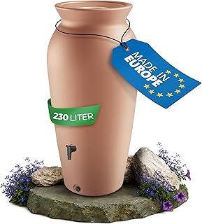 YourCasa Regentonne 120-230 Liter [DropCatcher] mit Filterkorb & Wasserhahn - Regenfass Frostsicher Kunststoff - Regenwassertonne - Regenwassertank Garten Wassertank Regensammler (Terracotta, 230L)