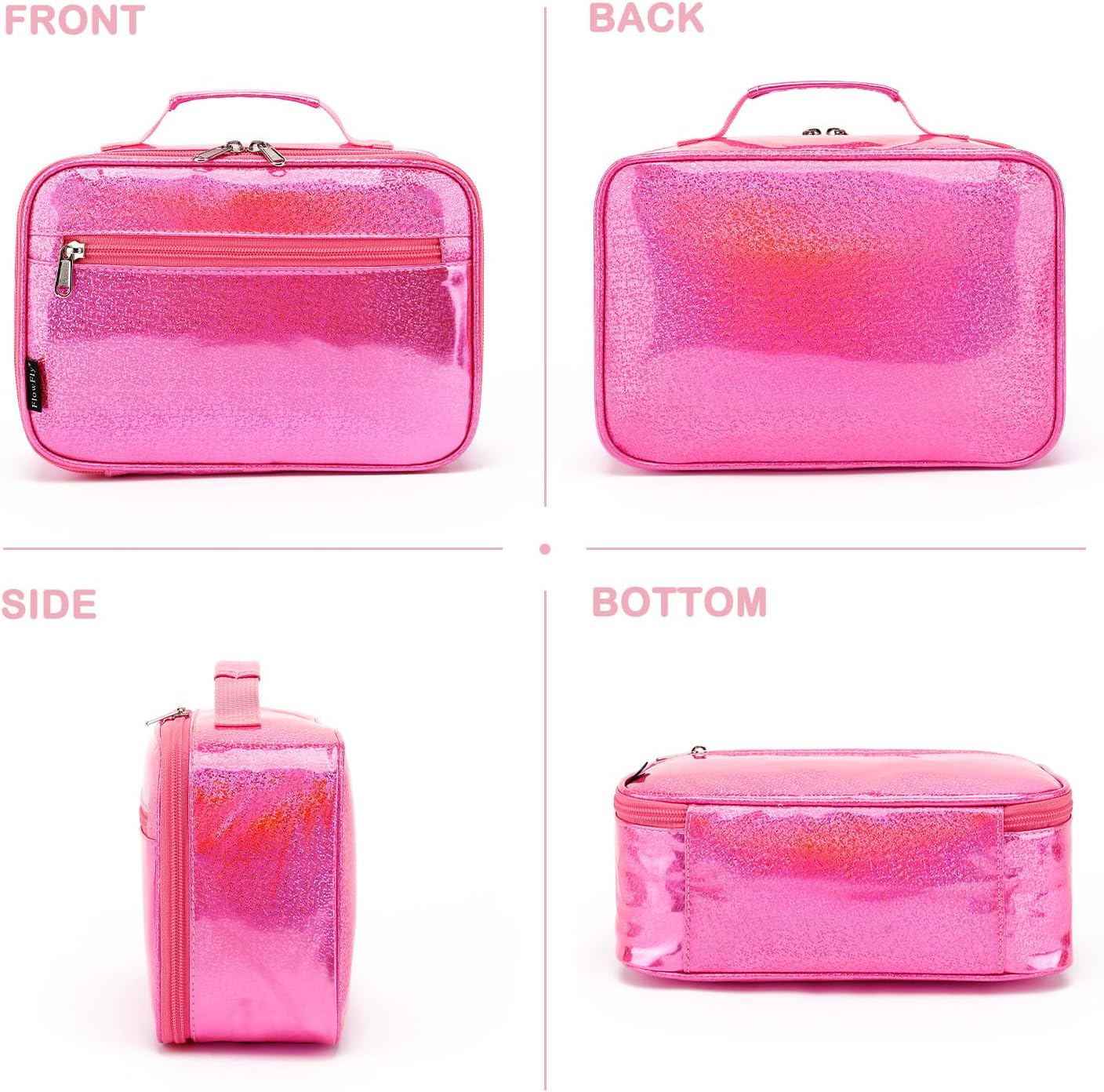 FlowFly Kids Lunch box Insulated Soft Bag Mini Cooler Back to School Thermal Meal Tote Kit for Girls, Boys,Pink