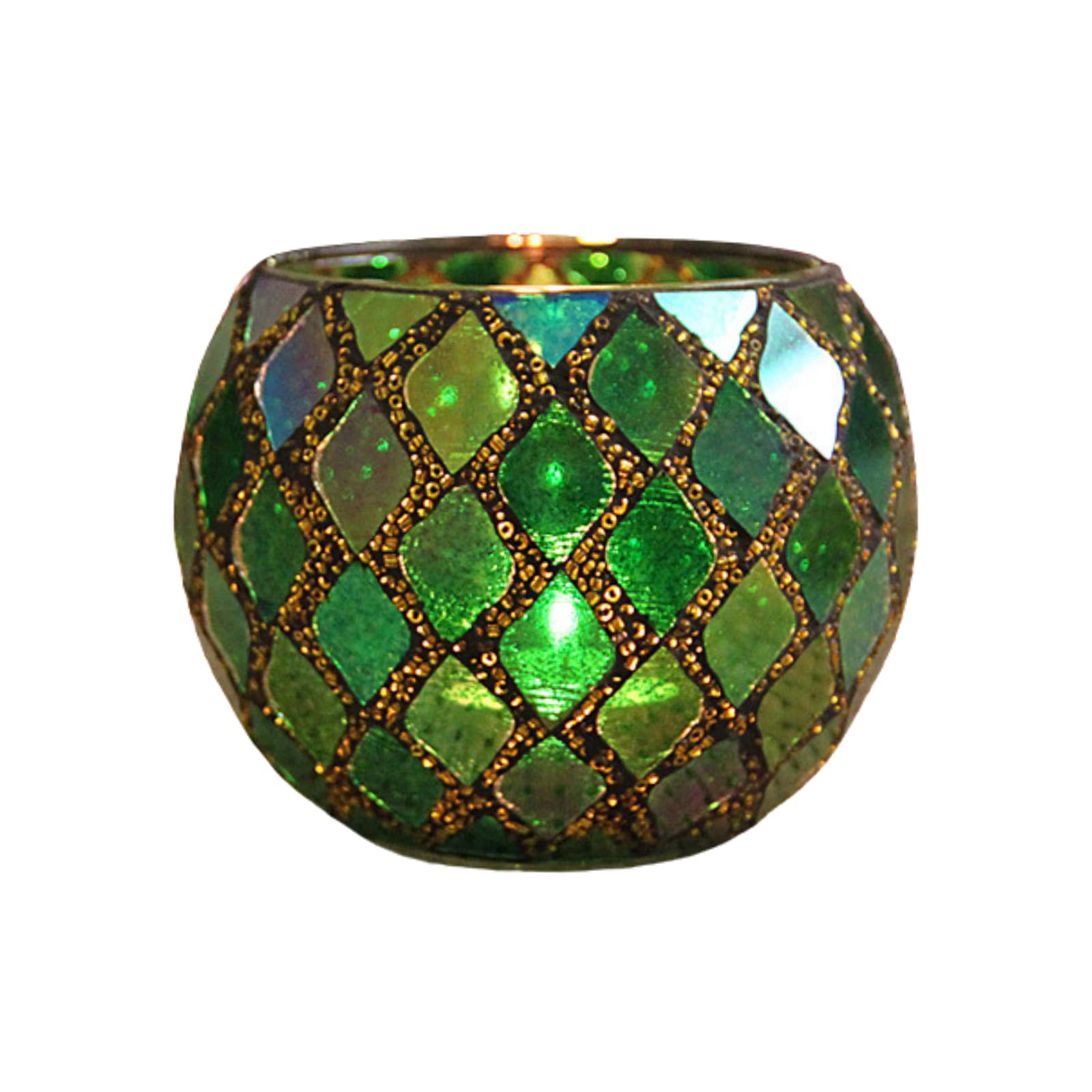 Pcscevcr Green Mosaic Glass Candle Holder, Vintage Romantic Tea Light Candleholder, Shattered Glass Candleholder, For Wedding Party Decor (Green)