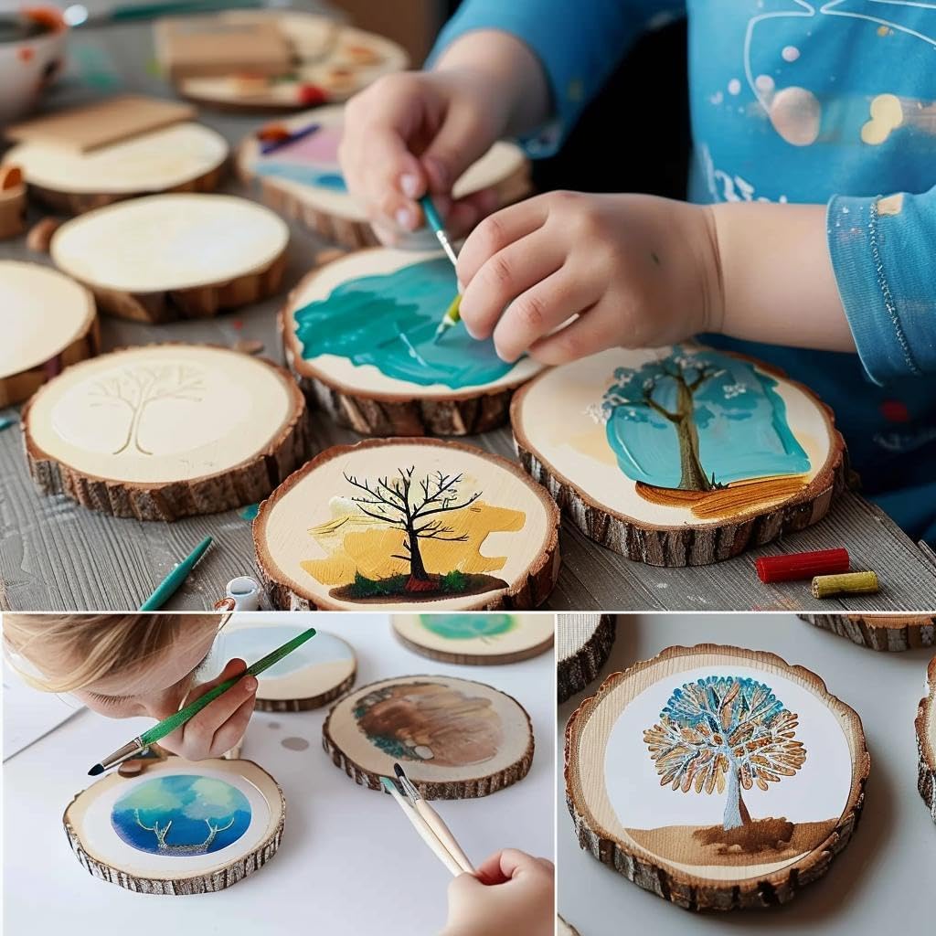 10 pcs Large Unfinished Wood Slices for Centerpieces 7-8 inches Rounds for Tables Decor Rustic Wood Circles for DIY Crafts and Wedding Decor Round Wooden Discs Wooden Slice Ornaments