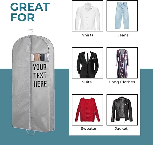 Miniatura 10 de Personalized Passion - Bolsas de ropa personalizadas para hombres y mujeres  Funda de traje de tamaño perfecto de 60 pulgadas para viajes y