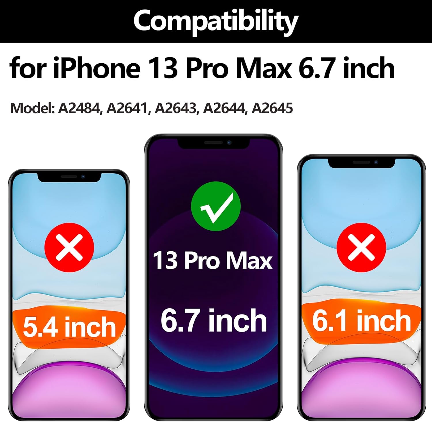 for iPhone 13 Pro Max LCD Screen Replacement 6.7 Inch Full HD 3D Touch Screen LCD Display Digitizer (for Model A2484, A2641, A2643, A2644, A2645) with Repair Kits and Screen Protector