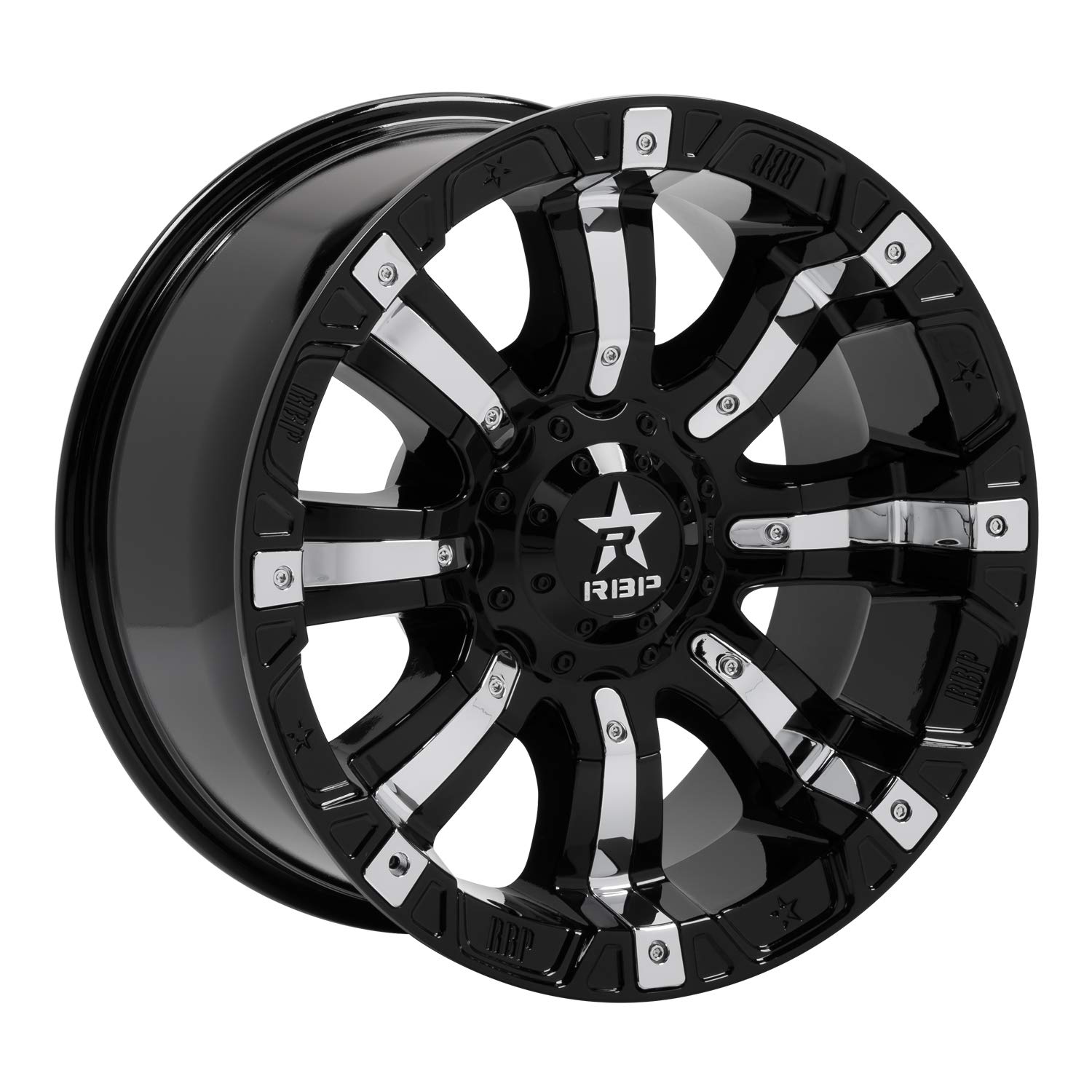 Amazon.com: RBP 94R Black with Chrome Inserts Wheel (18.0x10.0 