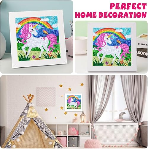 Miniatura 4 de QEUOYSS Kit de arte de diamantes con marco de madera, arte fácil de bricolaje para niños y adultos, edades de 6 a 12 años, color rosa