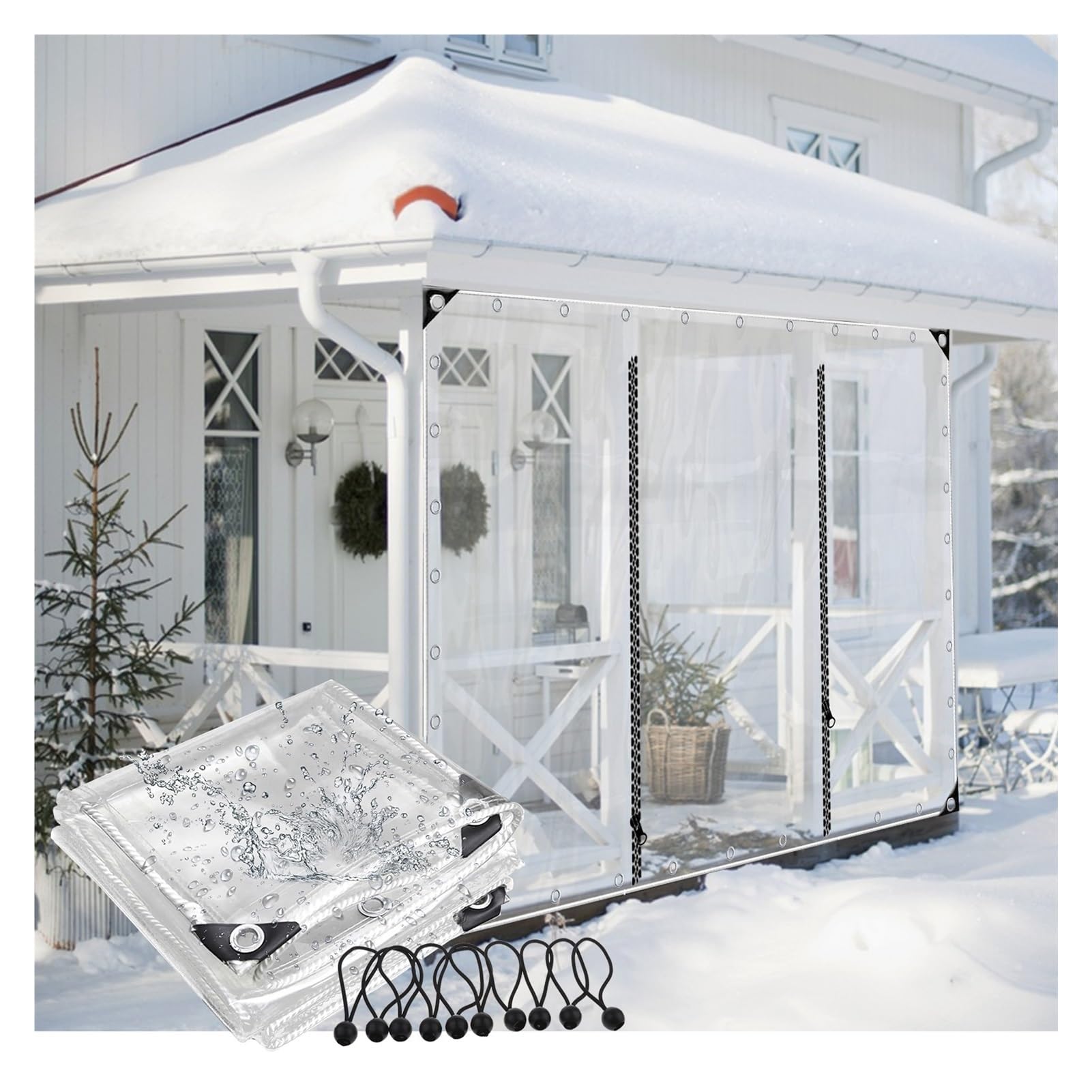Ghply Clear Tarps Curtains With Zip Doors Waterproof Garden Gazebos Side Panels Outdoor Curtain Tarp Plastic Partition Screen, Customizable(4X4m/13.1X13.1ft)
