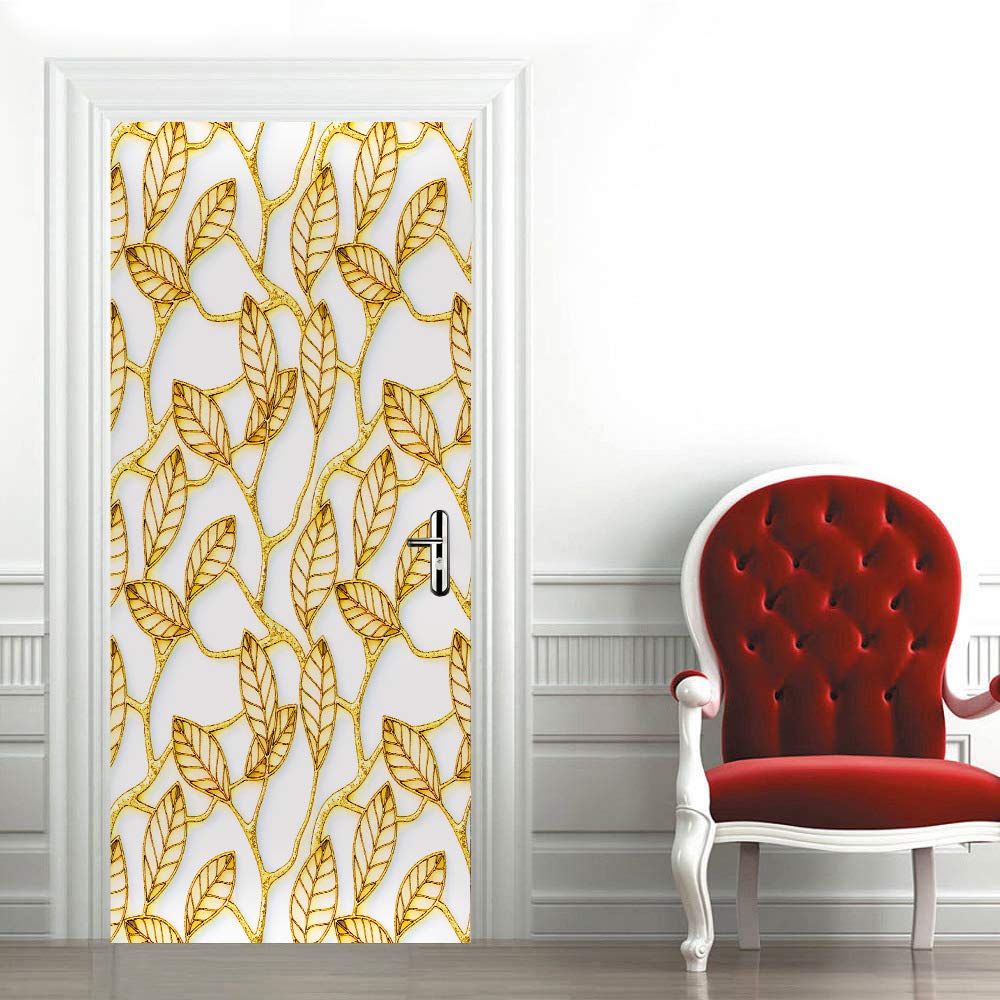 Affiche de porte feuilles dorées pour illuminer votre chambre et salon cocooning