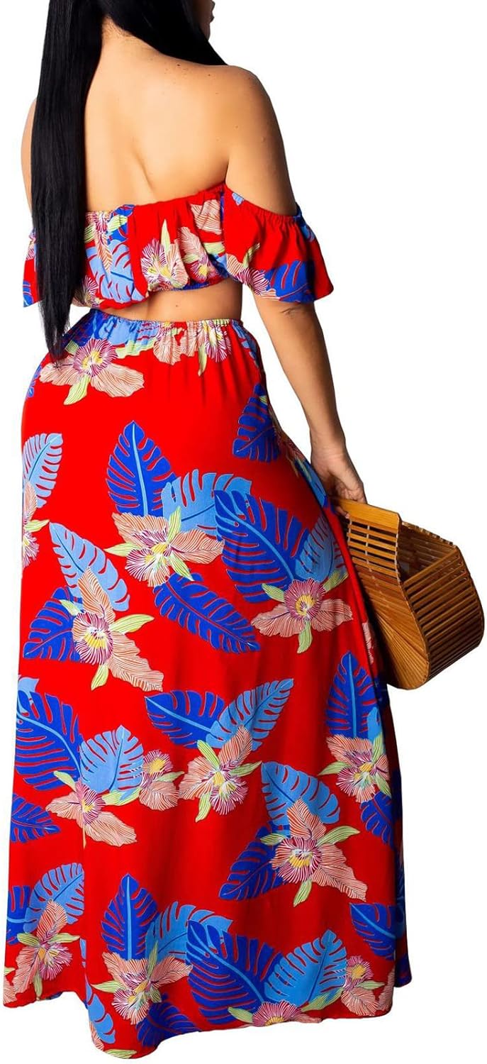 Sexy Two Piece Sets for Women Vacation Elegant Sleeveless Top Long Split Maxi Dress Beach Swimwear - Image 2