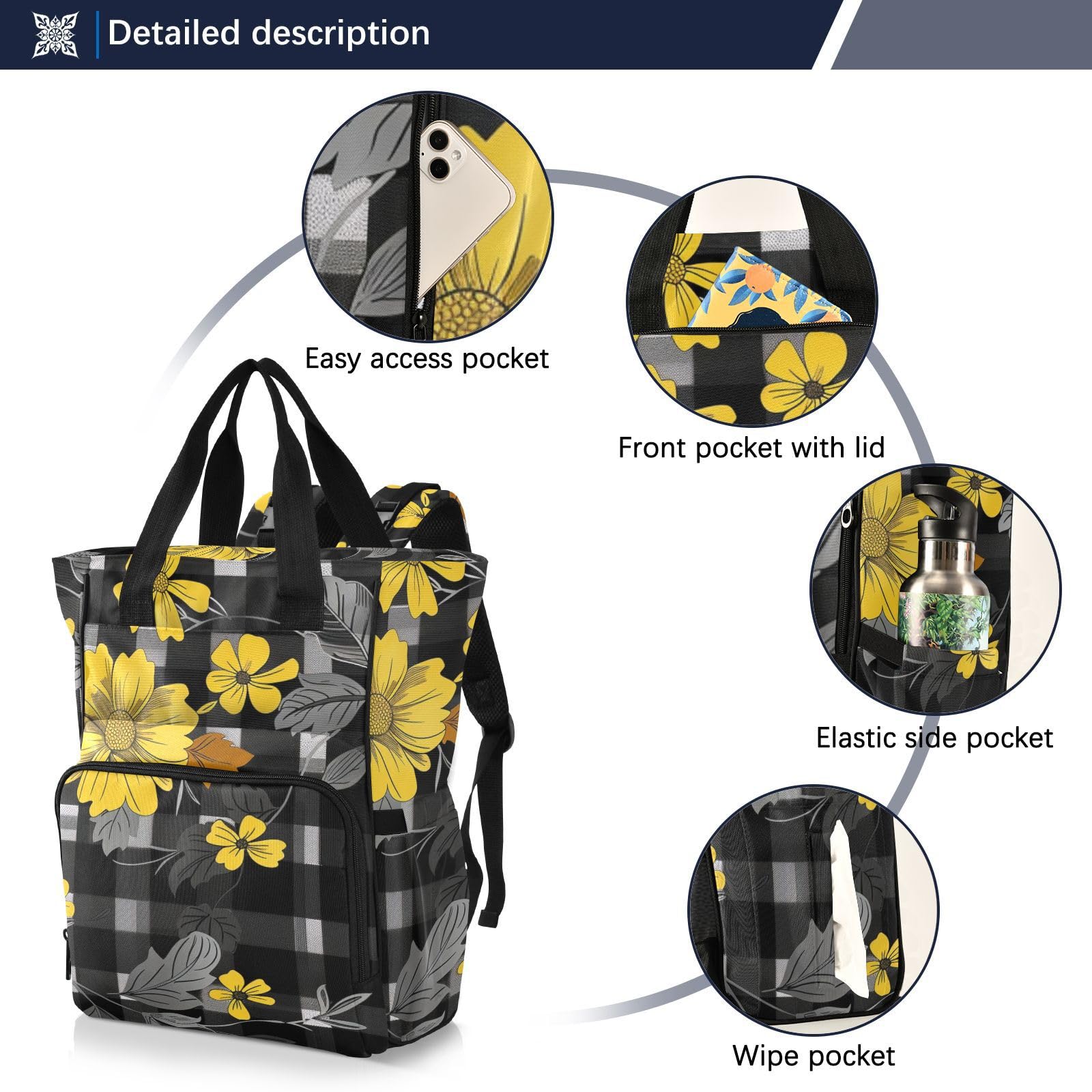 Duże torby na pieluchy unisex na podróż Michigan czarne