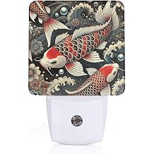 Plug-in Led Koi Carps Lucky Japan Night Light with Dusk-to-Dawn Sensor,Auto On/Off for Hallways and Bedrooms
