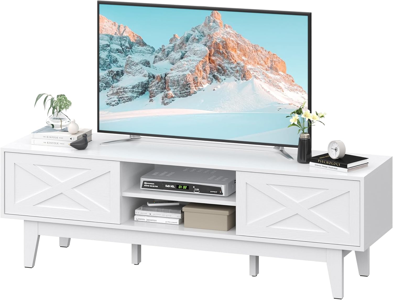TV Stand for 55/60/65 Inch TV, Farmhouse Entertainment