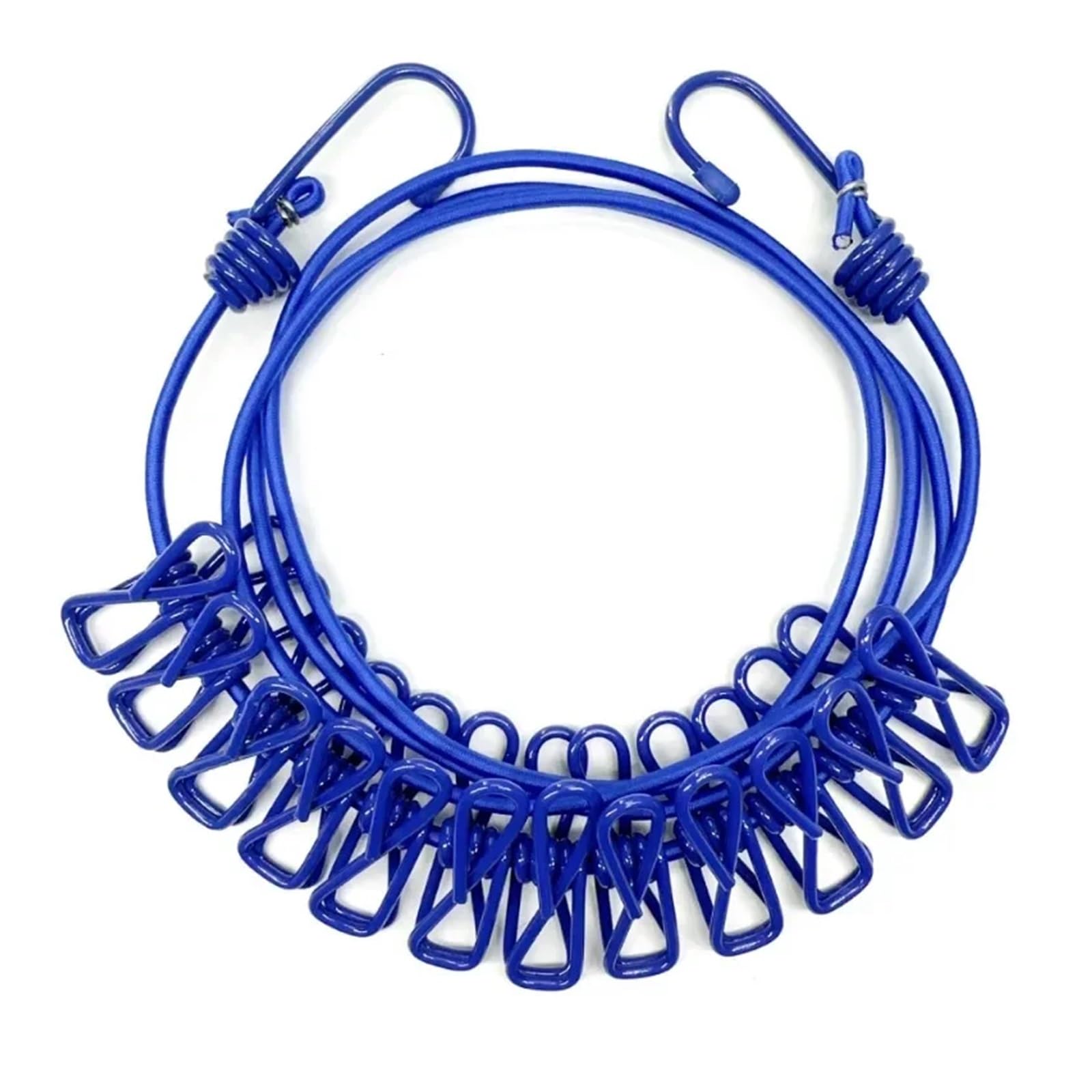 Laundry Drying Rope, Blue Stretchy Non-Slip Outdoor Camping Travel Clothesline with Clips for Socks Drying 1.8m(Blue)