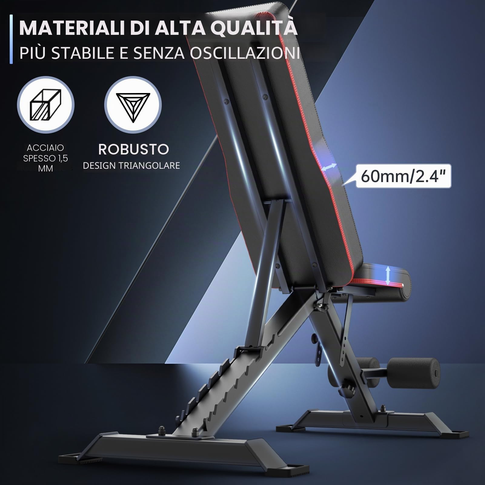 PASYOU Panca pieghevole da allenamento con 9 x 4 x 3 posizioni regolabili, multi-panca inclinata come addominale e schiena per casa, carico massimo 318 kg
