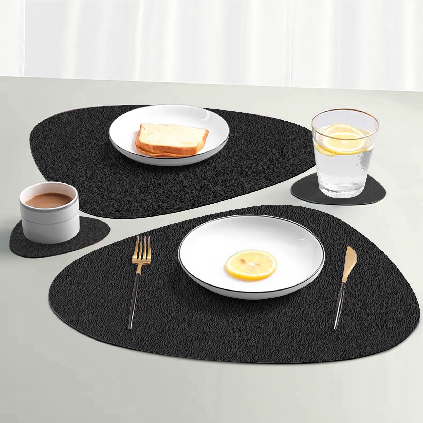 Lot De 3 Sets De Table En Silicone 40x30cm - Anti-chaleur, Anti-dérapants, Gris Foncé, Protection Tables