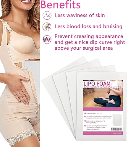 Miniatura 6 de KAIHENG Tabla de espuma, paquete de 4 almohadillas de espuma para cirugía de liposucción para recuperación de 8 x 11 pulgadas, almohadillas de