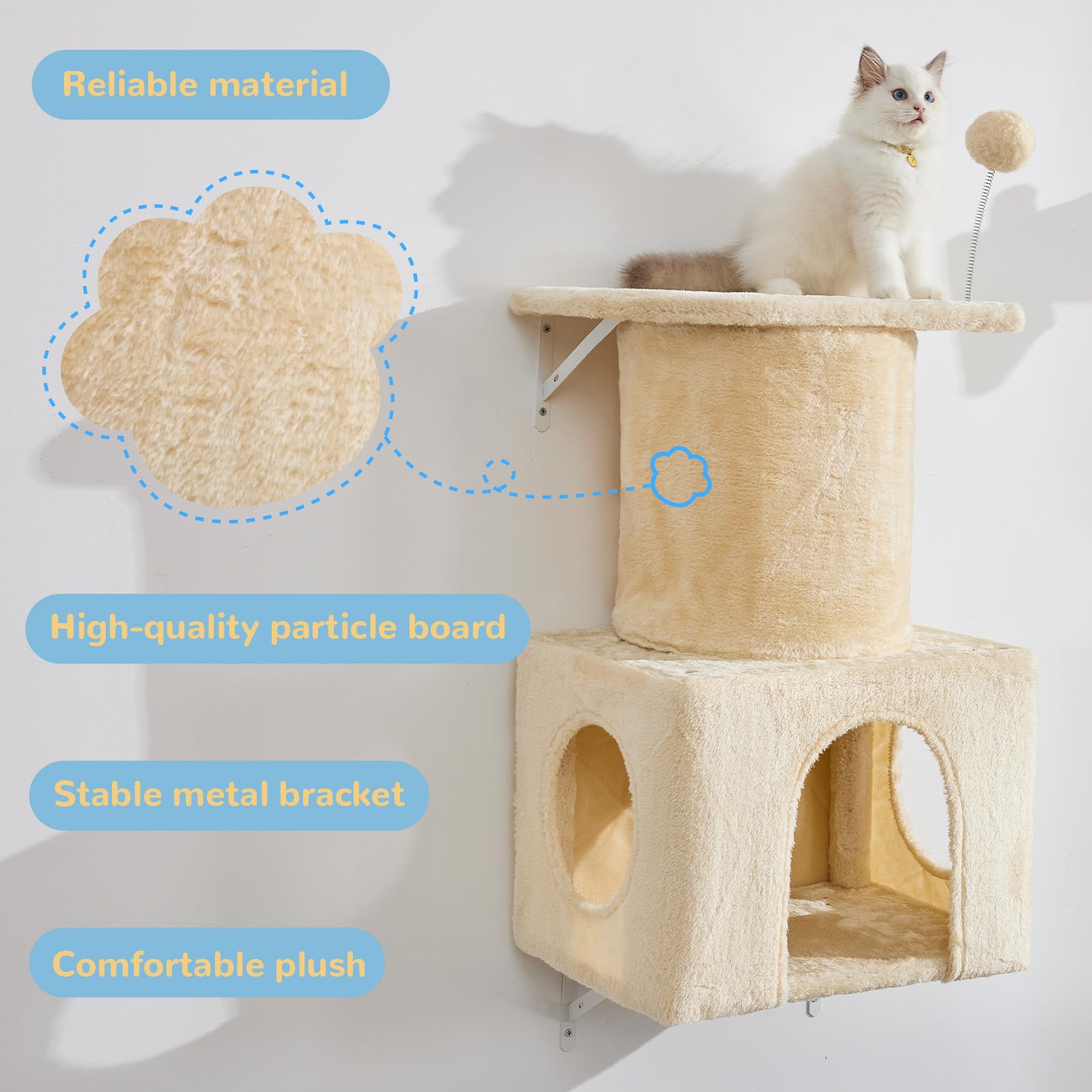vidaXL Kattenboom Met Krabpalen en Platformen - 74 x 35 x 147 cm - Crème - Krabpaal