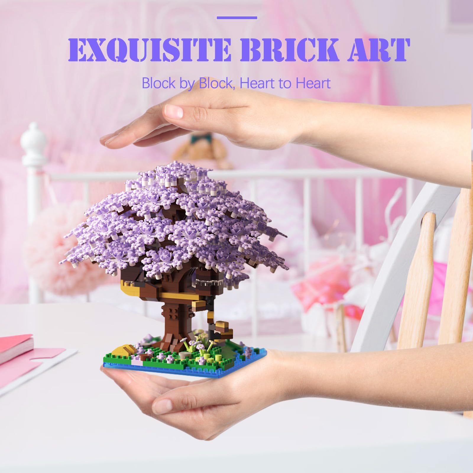 Amazon.co.jp: QISHOUTING 桜の木の組み立てブロック 大人用 (紫の桜