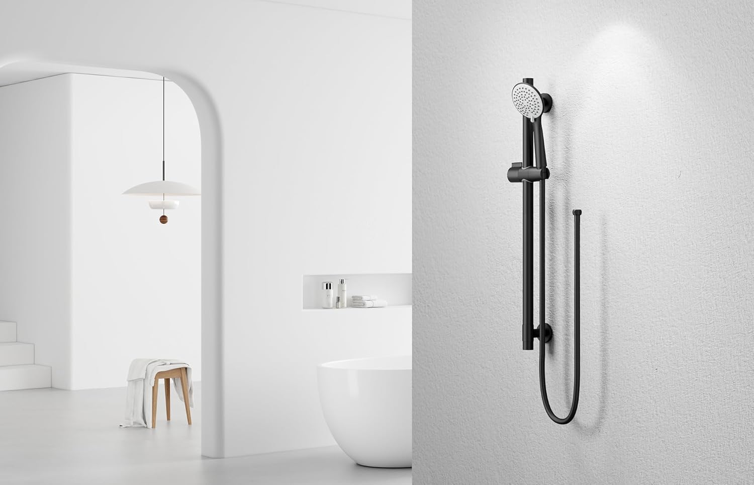 Shower Slide Bar Handheld Shower Head with Hose, 5-Function Hand Shower with Wall Mount, shower slide bar, adjustable height shower head (Matte Black)