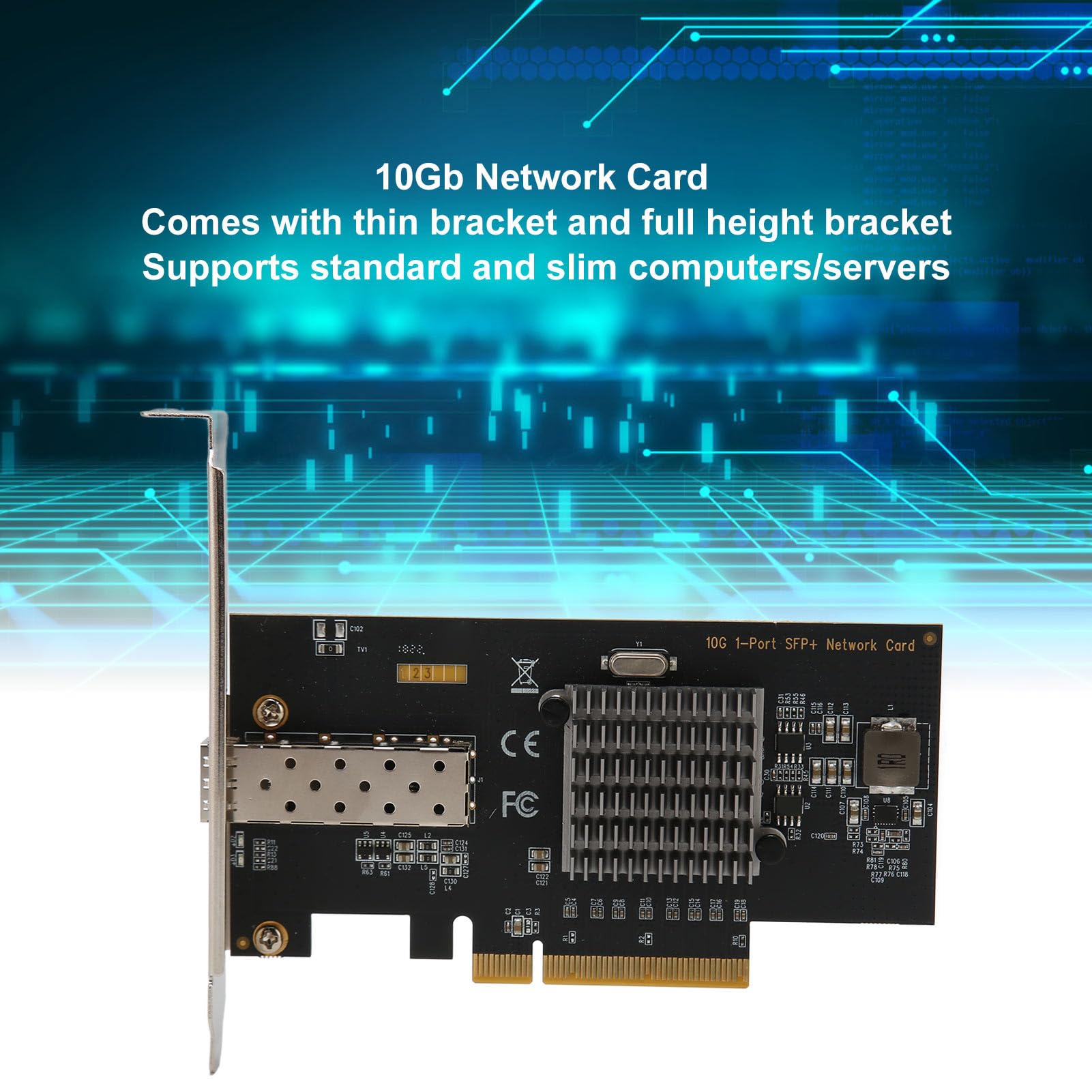 Scheda di Rete PCI Express Ethernet LAN da 10 Gb a Porta SFP+ Singola per Controller 82599EN, Connessione Server Stabile, Supporta //VMware, Indicatore LED, Staffa Inclusa