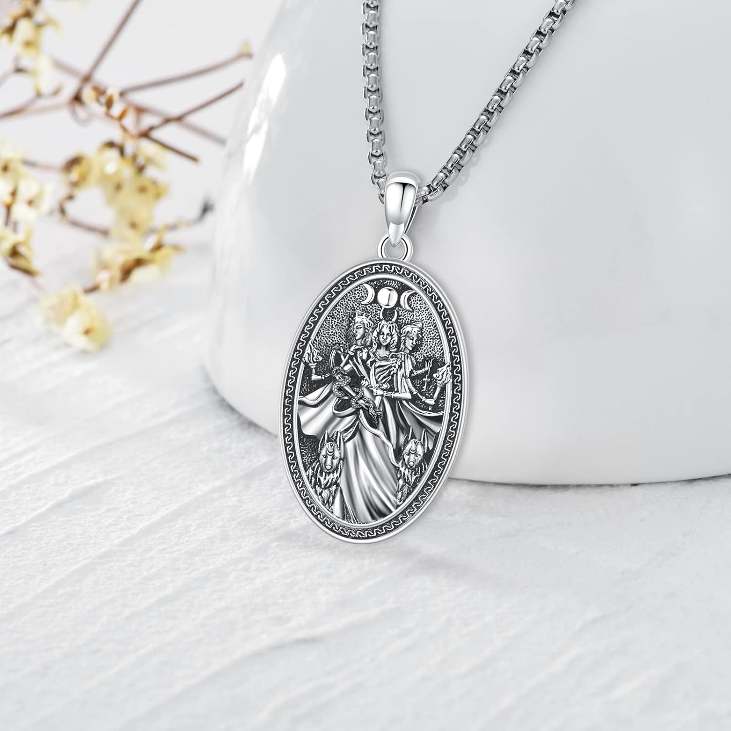 Pentagram/Sun Moon/Celtic Witches Knot/Santa Muerte/Triple Moon Goddess/Hecate Necklace Sterling Silver Magic Wiccan Pagan Amulet Jewelry for Women Men - Image 2