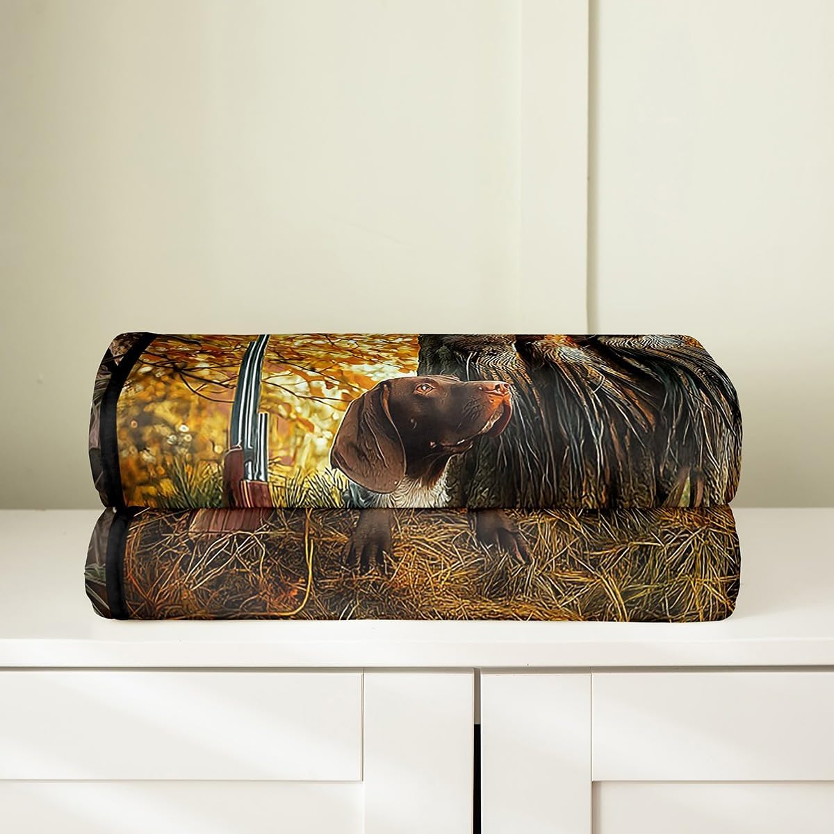 Erosebridal Pheasant Hunting Throw - Queen Inch Black Dog Boho Farmhouse Wild Animals Fleece Sherpa Blanket for Men Boys Adults Kid