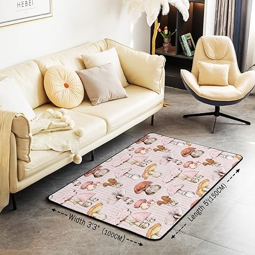 Miniatura 3 de Alfombra de decoración de hongos rosados, alfombra Kawaii para sala de estar, alfombra colorida de hongos para niños, tapete de suelo para
