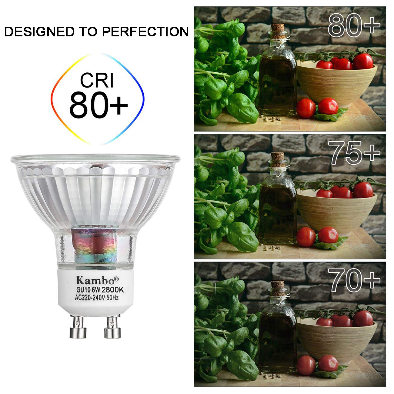 Focos Empotrables GU10 LED de Baño IP44 Impermeable Kambo 6W Equivalente a Incandescente 50W Ø55-80mm Profundidad 80mm Blanco Cálido 2800K 540LM Metal Níquel Blanca Marco Redondo AC 230V 4 Piezas