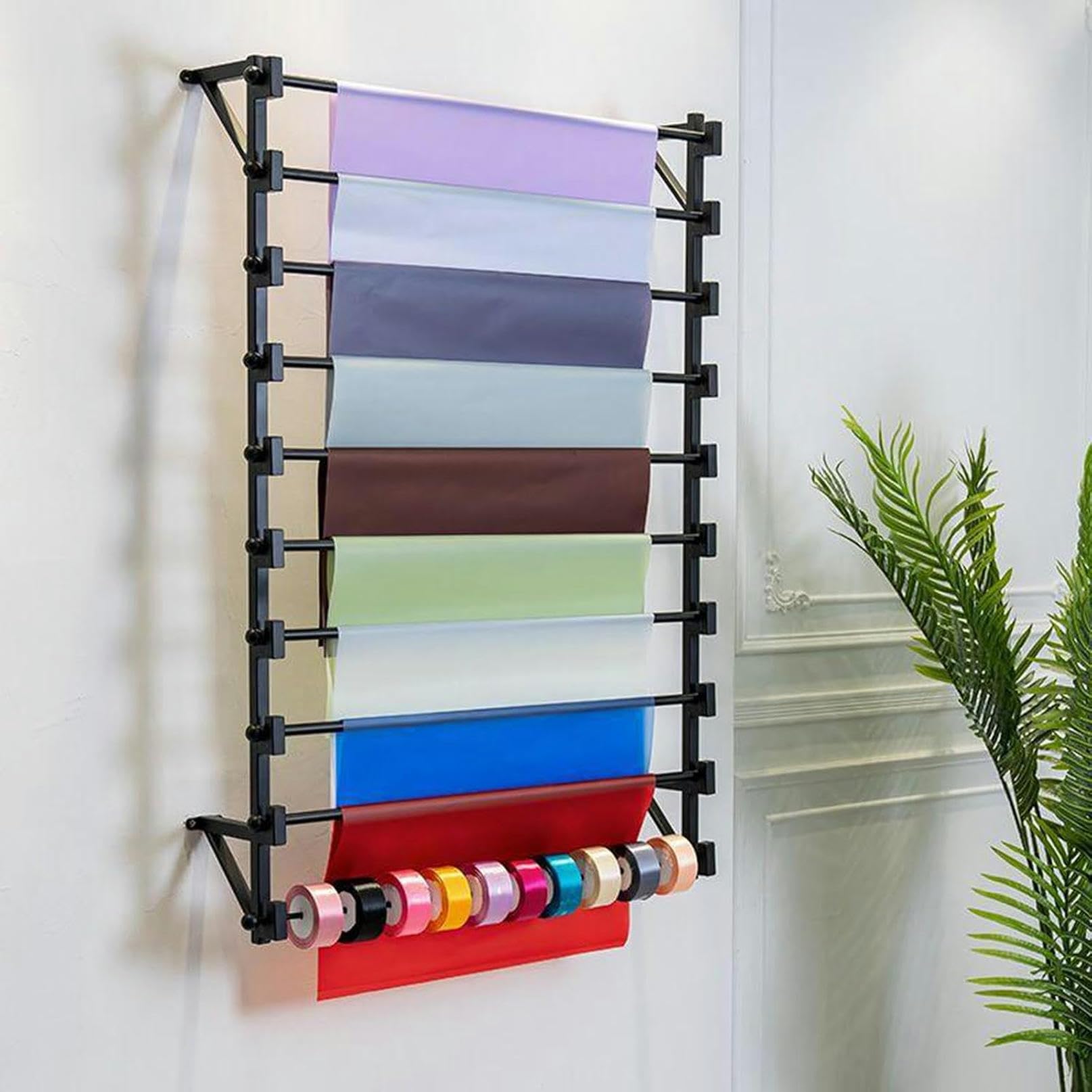 Support de rangement commercial pour tissus et rouleaux de rubans muraux