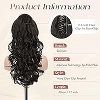 Vista 70 de SOFEIYAN Extensión de Cola de Caballo de 11 Pulgadas con Clip de Pinza, Extensiones de Cabello de Cola de Caballo Larga Rizada Ondulada, Cola