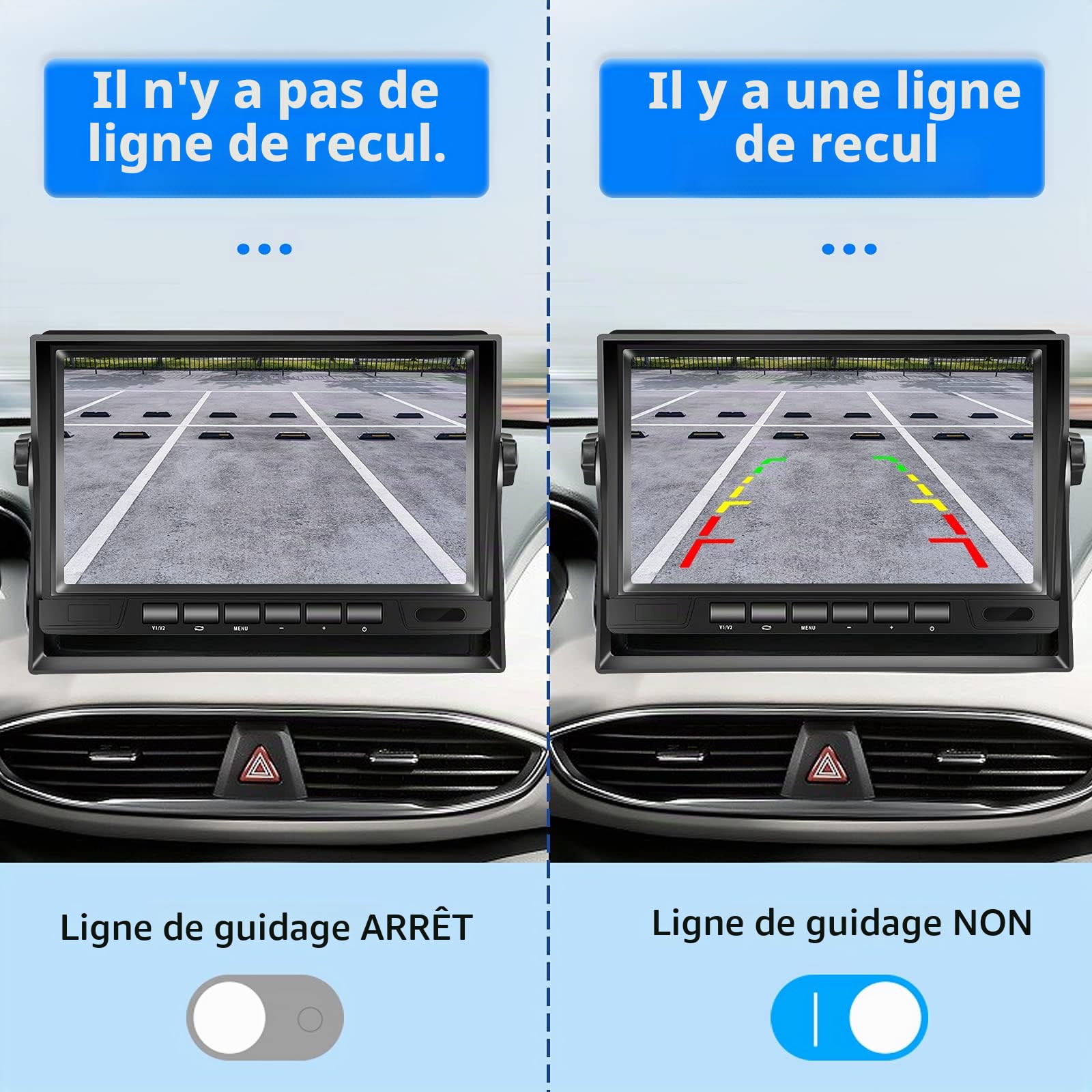 Podofo Camera de Recul,Caméra de Recul pour Voiture avec Bonne Vision Nocturne,Caméra Etanche IP69,7 Pouces LCD Moniteur pour Camping Car/Camion/RV/Remorques/Agricole(12V-24V)