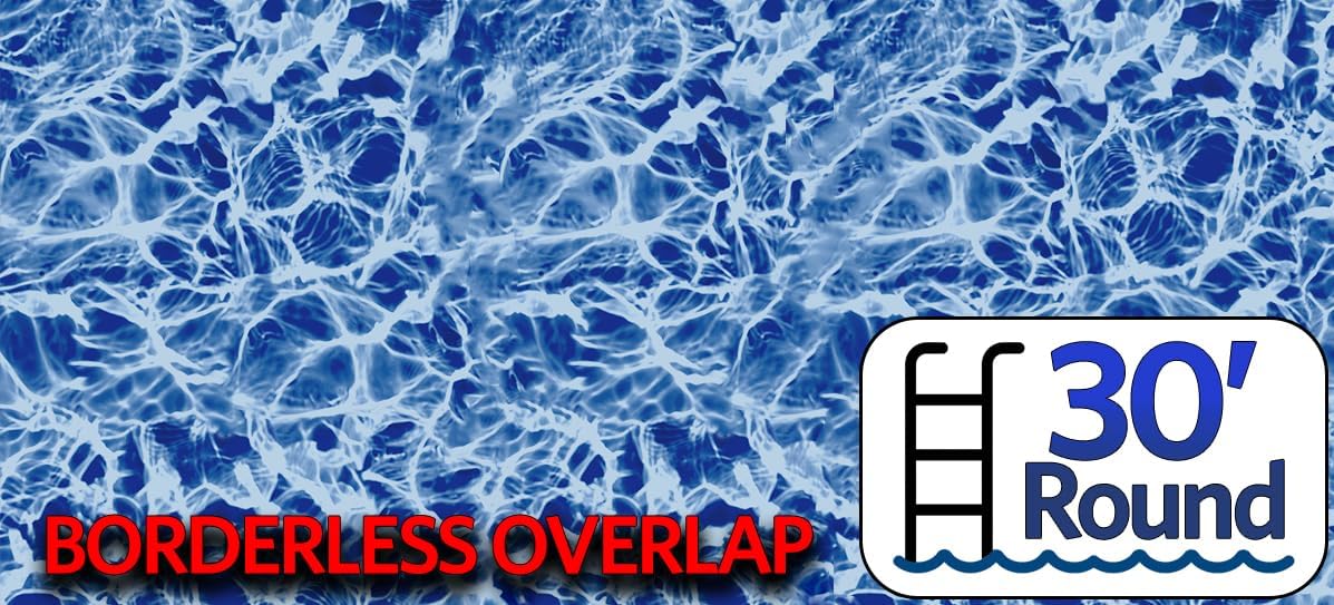 30' Above Ground Pool Liner - 30 Gauge - Blue Diffusion Pattern - Overlap - 48", 52", or 54" Deep