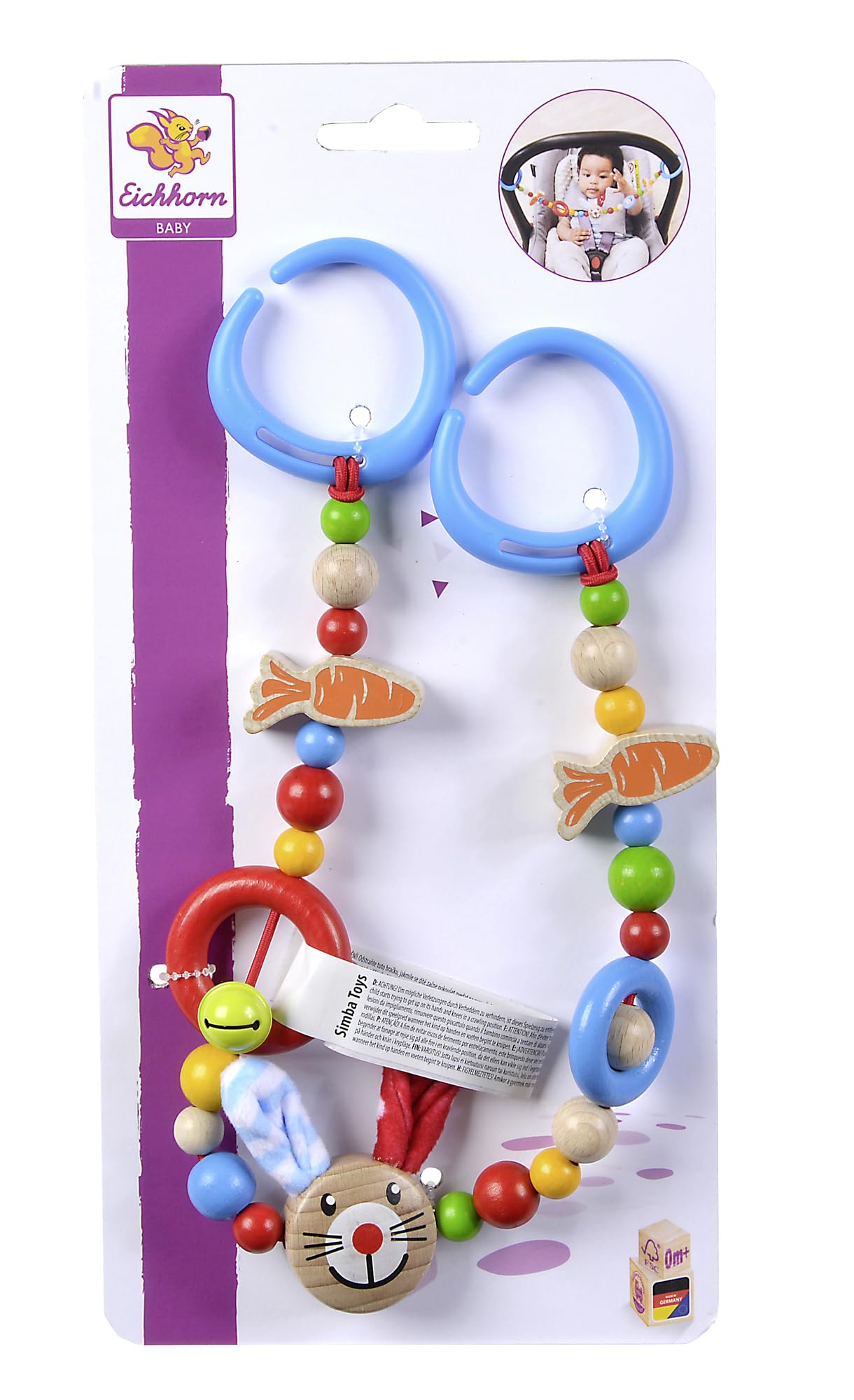 Eichhorn - Chaîne pour bébé avec Motif Lapin, 50 cm de Long, en Bois de hêtre 100% certifié FSC, Convient aux Enfants dès Les Premiers Mois de la Vie
