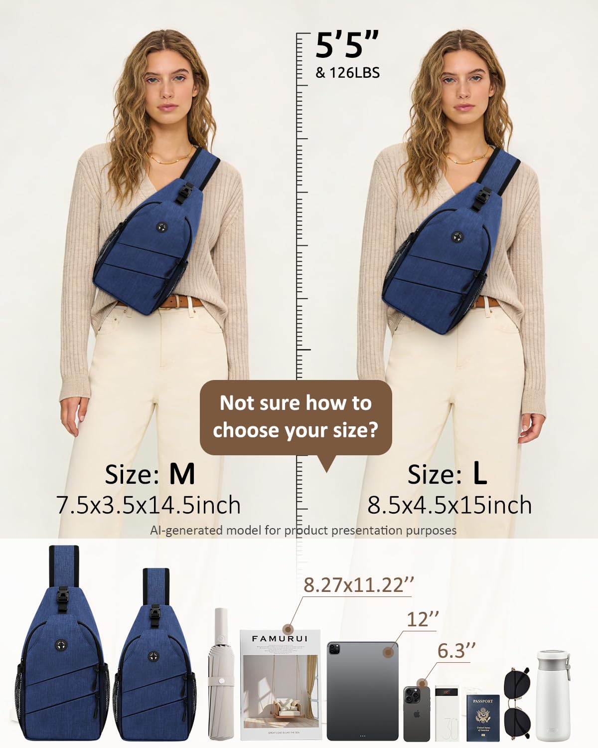 Pritent Bolsos cruzados para mujeres y hombres, bolso bandolera de moda Bakpack casual con correa de hombro convertible