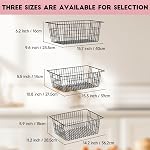 6Pack Freezer Organizer, Chest Freezer Organizer for Deep Freezer ,L15.7~W9.6 inch Fridge Organizer with Handles,Wire Basket for Fridge Organizers and Storage,Black Storage Basket