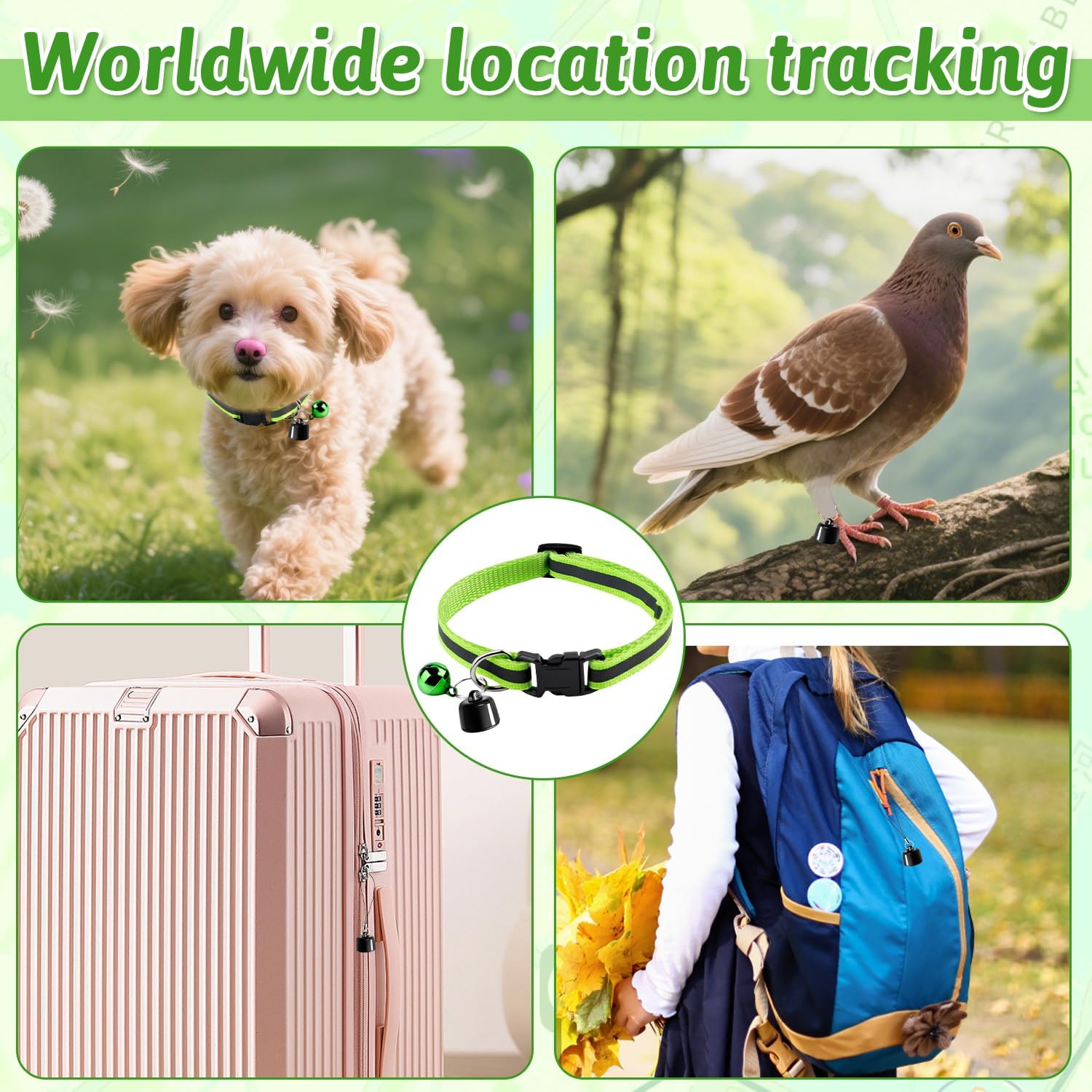 Localizador GPS Perro, Collar GPS Gato Tracker, Compatible con iOS & Android, sin coste adicional, para mascotas, vehículos, llaves y equipaje
