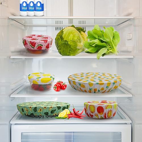 Miniatura 4 de 10 fundas reutilizables para tazones en 5 tamaños, tela elástica, cubierta para platos, recipientes de almacenamiento de cocina, tapas para frutas,