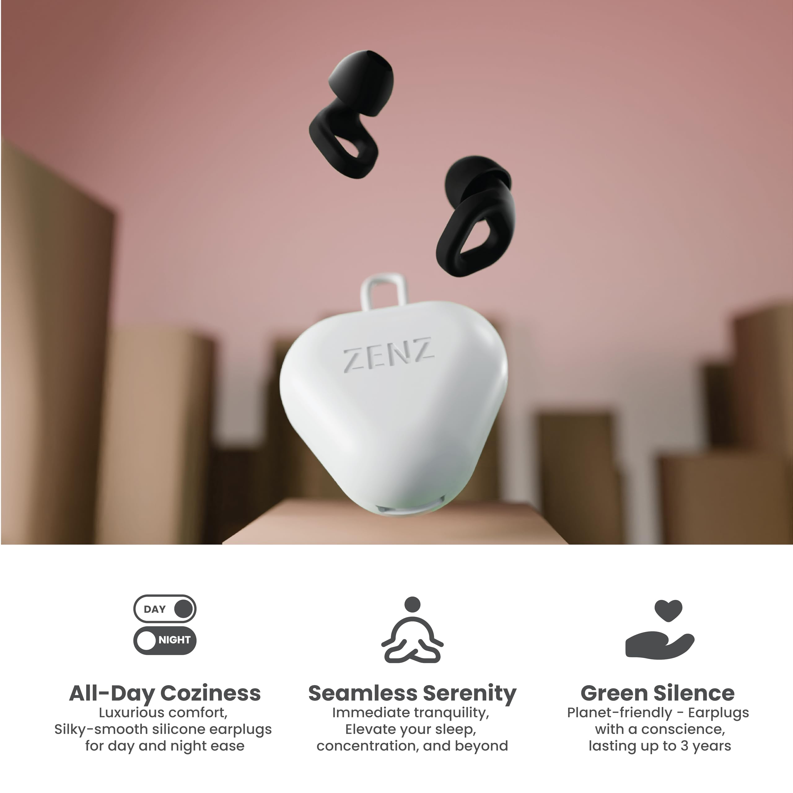 Zenz Unwind - Tapones para los oídos para un control de ruido superior, ultracómodos, reutilizables, ideales para dormir, conciertos, lectura, viajes, yoga, 8 tapones para los oídos en XS/S/M/L