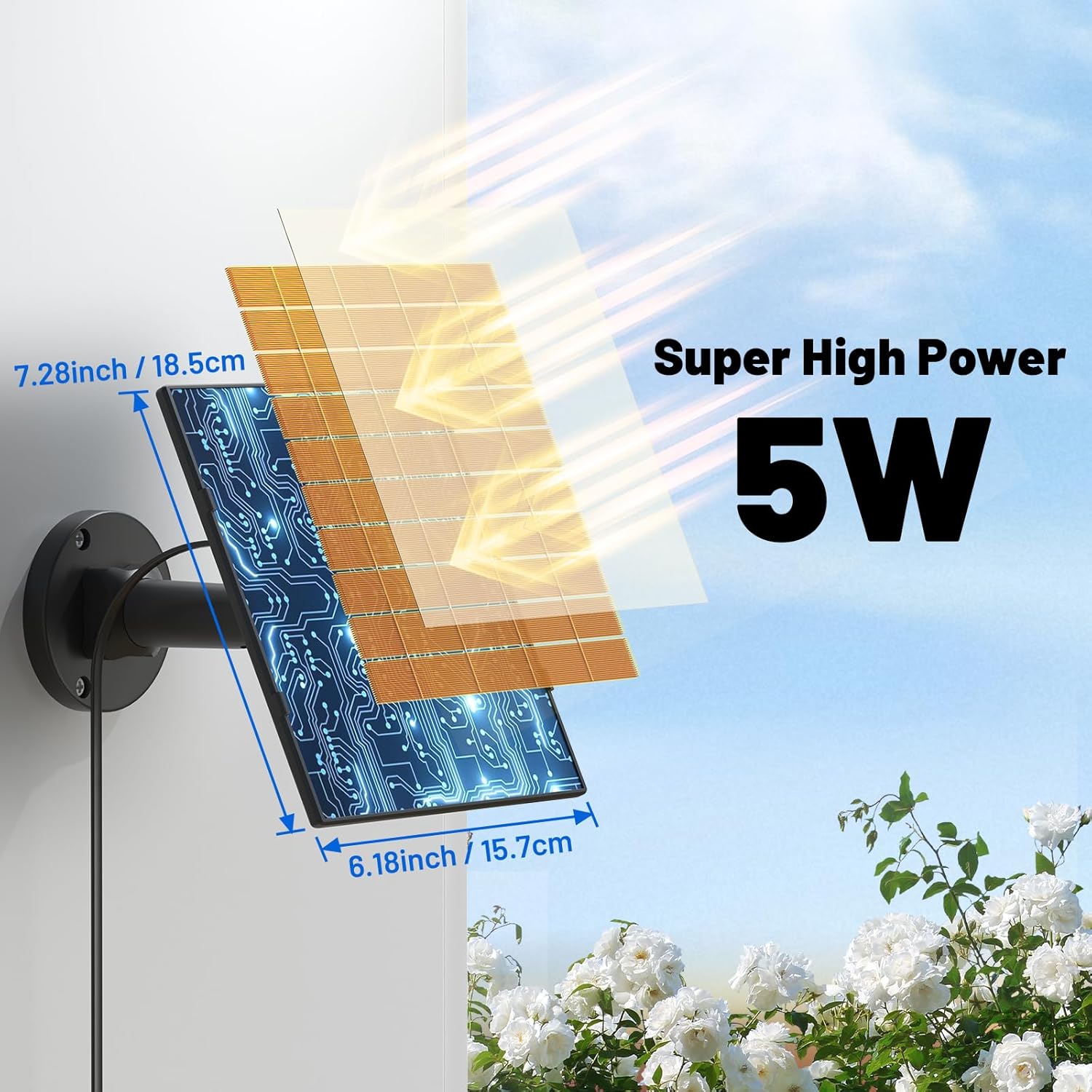 5W Solar Panel Charger Compatible with All-New Blink Outdoor 4 (4th Gen)/(3rd Gen) & XT3/XT2/XT Cam, Power Your Blink Indoor or Outdoor Cam Continuously with 13.1 Ft Power Cable and Mount