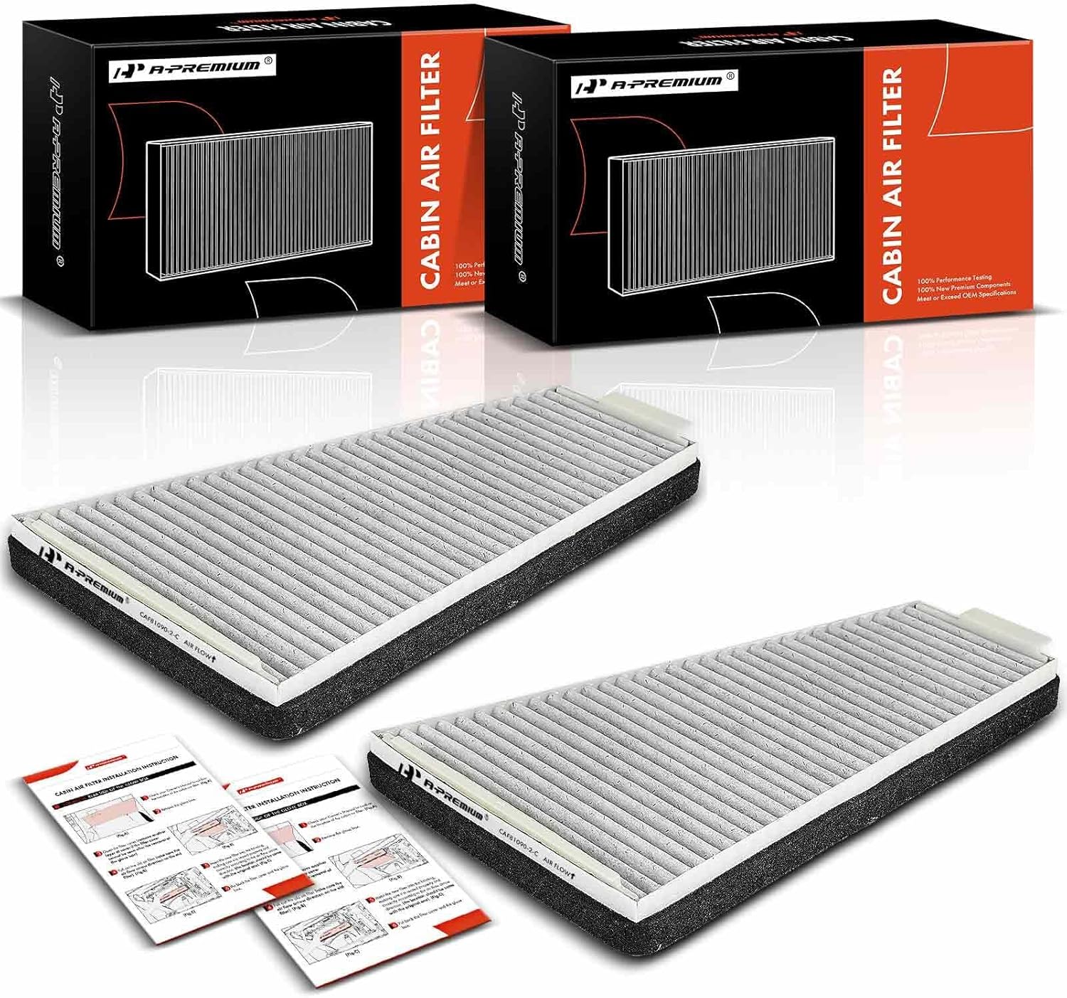 A-Premium 2-PC Under Hood Cabin Air Filter with Activated Carbon Compatible with Ford Taurus 1996-1999, Taurus 1996-2007 & Mercury Sable 1996-2005, 3.0L 3.4L, Replace# 12489481, F6DZ19N619BA