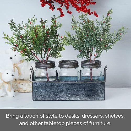 Miniatura 4 de Elements Tarro de vidrio con tres decoraciones de metal para portador, acabado envejecido, 10.83 x 3.54 x 7.09 pulgadas