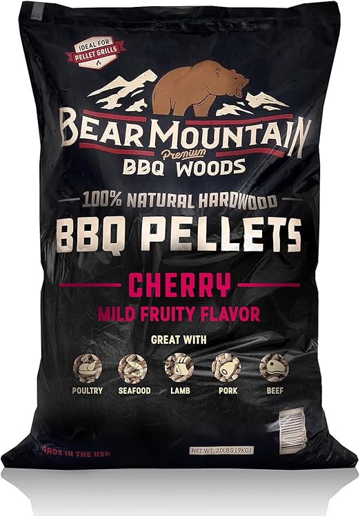 Bear Mountain All Natural Wood Pellets for Smoker, Grill & BBQ, 40 Lbs, Cherry
