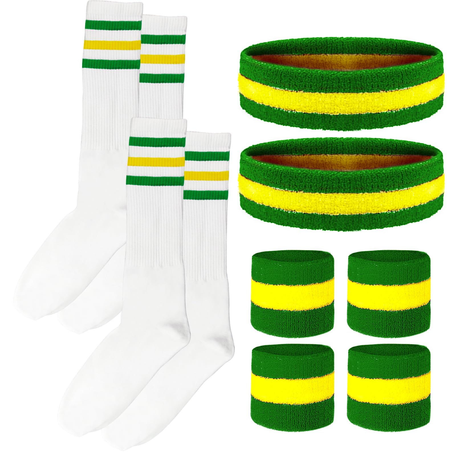 10 Pieces Striped Headbands Sweatbands and Socks Set
