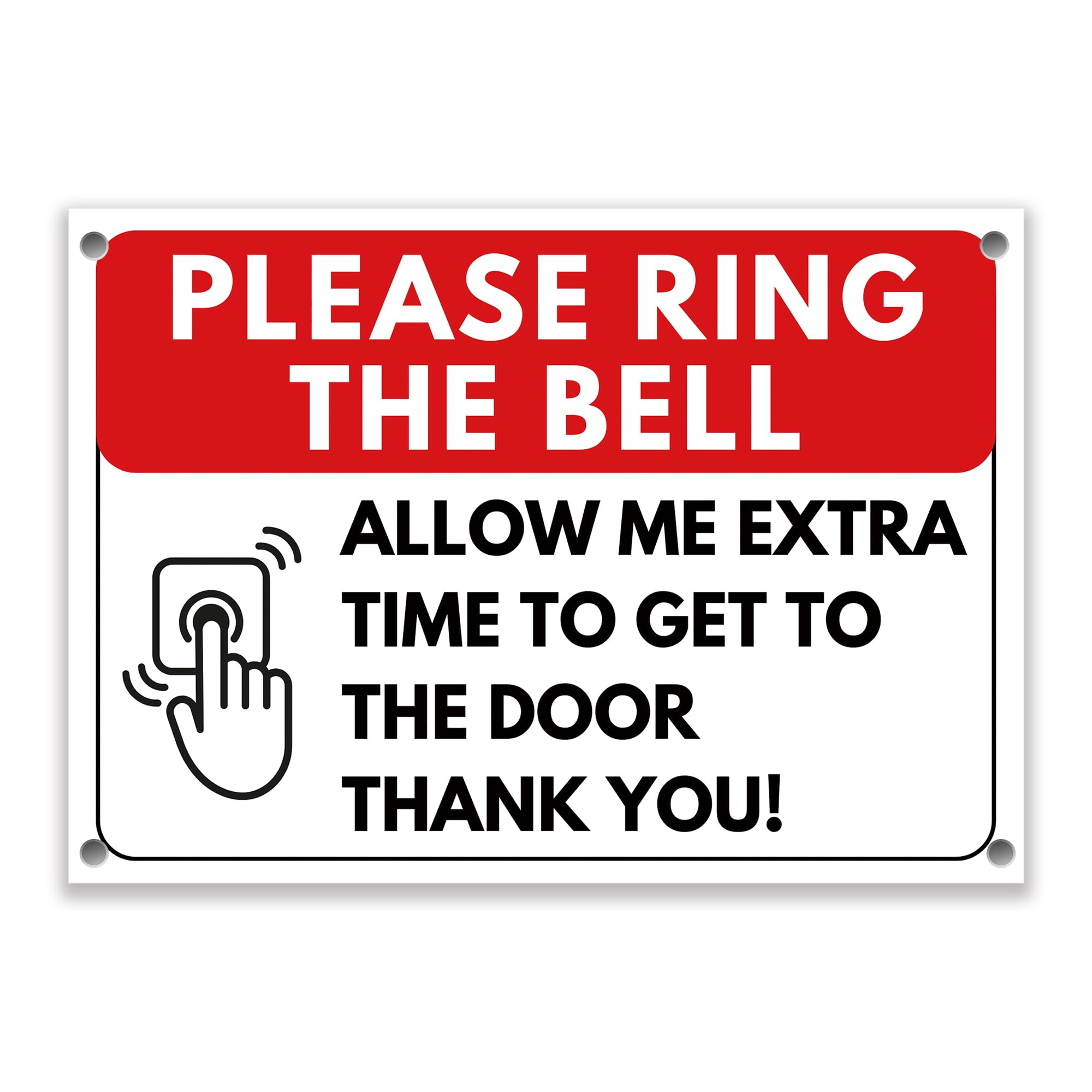 LP Lifestyle Please Ring the Bell Sign – Durable Weatherproof Waterproof Rust-Free PVC Door Notice, Allow Extra Time to Answer Door Delivery Sign No.469 (A6 (105mm x 148mm) – Holes)
