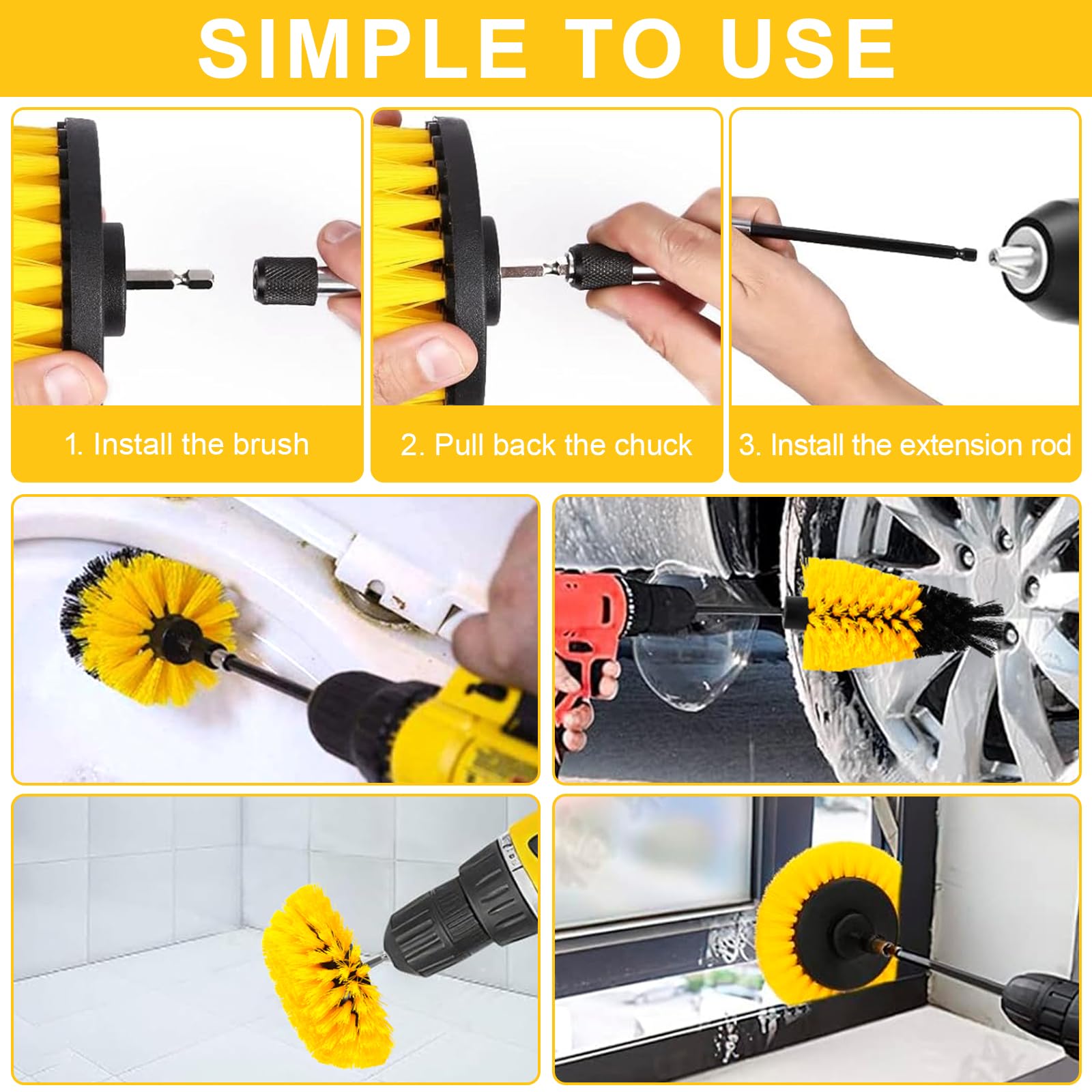 Set 11 Pezzi Spazzole Per Trapano - Per Pulizia Cucina, Bagno, Auto E Piastrelle - Foto 9