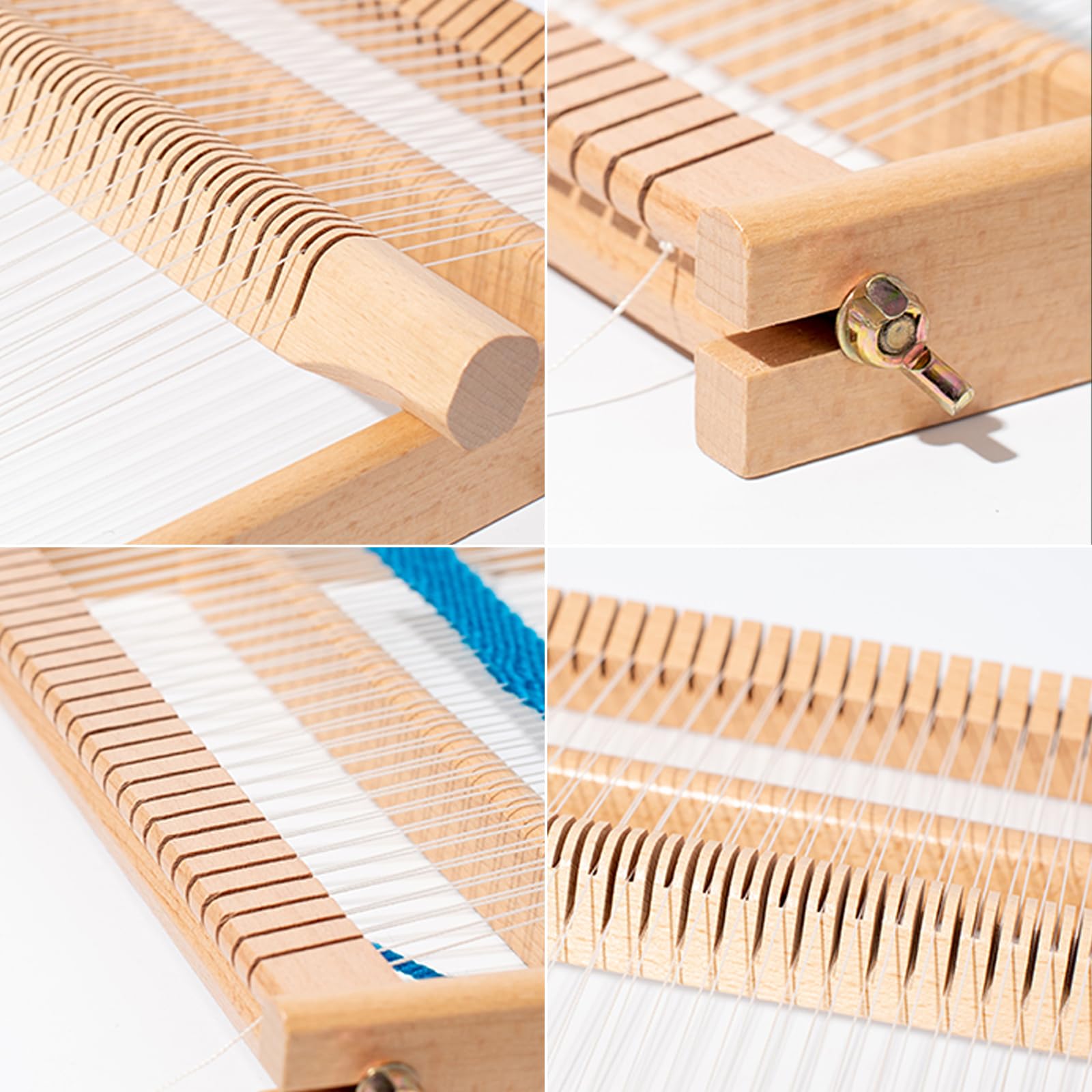 FEIGO Telaio per Tessitura in Legno,Telaio per Lana Grande a Mano,39 x 26 cm Set da maglia per bambini,Pettine di legno, Navetta, per Principianti (Kit per maglieria per bambini)