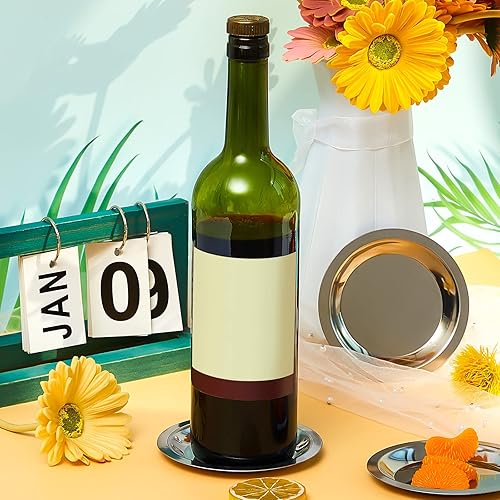 Miniatura 3 de Juego de 20 posavasos para botellas de vino, de acero inoxidable, color plateado, resistente al calor, para mesa, bebida, botella, accesorios para